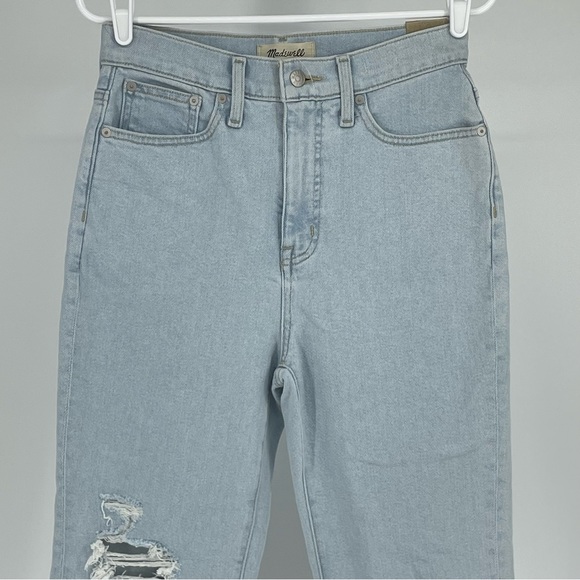 MADEWELL NWT THE MOM JEAN HIGH WAIST RIPPED RAW HEM JEANS HARMAN 26 28 - Picture 6 of 12